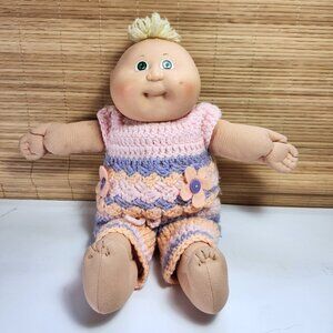 Cabbage Patch Preemie Doll 1978 1982 Baby Green Eyes Clothes Blonde Hair Tuff